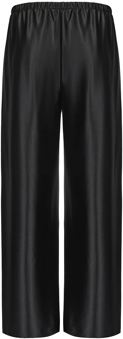 Women Satin Wide Leg Dress Pants Silk Casual Dressy Long Flowy Pants Elastic High Waisted Trousers - Image 4