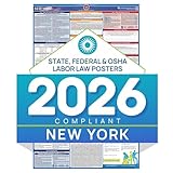 New York 2026 Labor Law Poster – State & Federal Compliance – OSHA, EEOC, FMLA, Minimum Wage – Durable, Laminated & Waterproof Workplace Employment Poster – Made in USA – 26” x 39.5”