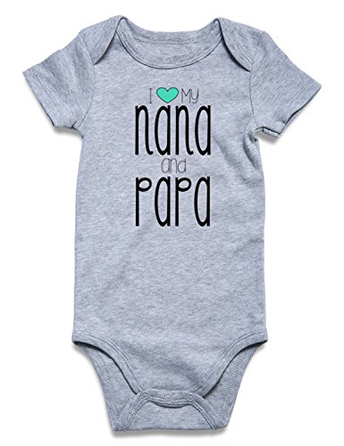 BFUSTYLE Infant Outfits I Love My Nana and papa Print Short Sleeve Outfits Rompers Bodysuit Jumpsuit Neutral Color Spring (0-3 Months,Gray)
