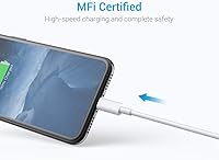 Vista 2 de Cable Lightning con certificación MFi, cargador de iPhone, paquete de 3 cables de carga Lightning a USB A de 6 pies, compatible con iPhone 14, 13