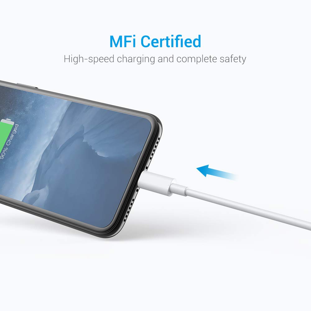 Lightning Cable MFi Certified - iPhone Charger 3Pack 6FT Lightning to USB A Charging Cable Cord Compatible with iPhone 14 13 12 Mini Pro Max SE 11 Xs Max XR X 8 7 6 Plus 5S iPad Pro Airpods - White