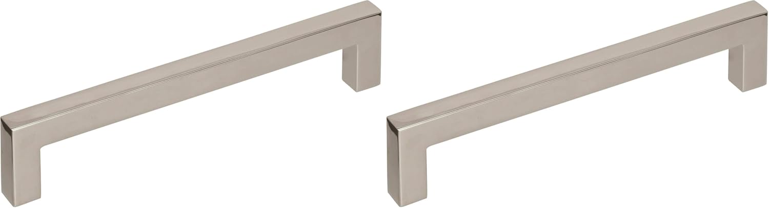 Amerock | Cabinet Pull | Polished Nickel | 5-1/16 inch (128 mm) Center to Center | Monument | 2 Pack | Drawer Pull | Drawer Handle | Cabinet Hardware