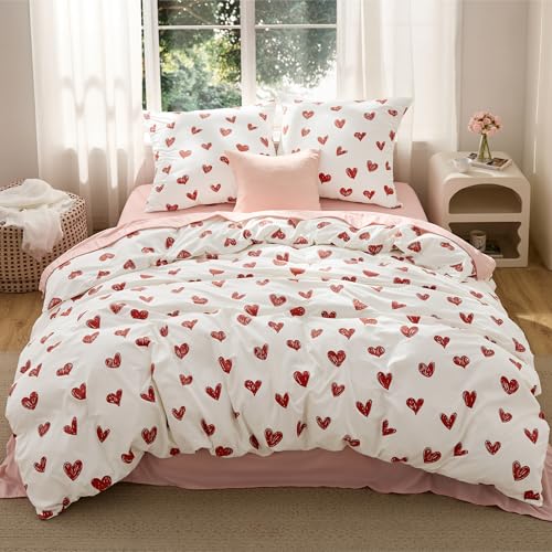 BEDSURE Bettwäsche 135x200 2teilig Mikrofaser - Herzen, 1x80x80 Kissen – Ansicht 4