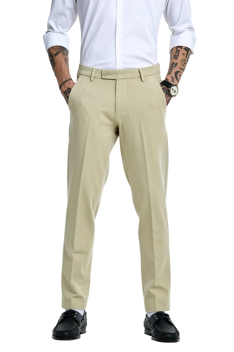 snitch Men Formal Trousers | Slim Fit Mid Rise Design with Plain Front & Tapered Cuffs | Premium Viscose Blend Fabric for Office & Club Wear-picture-30