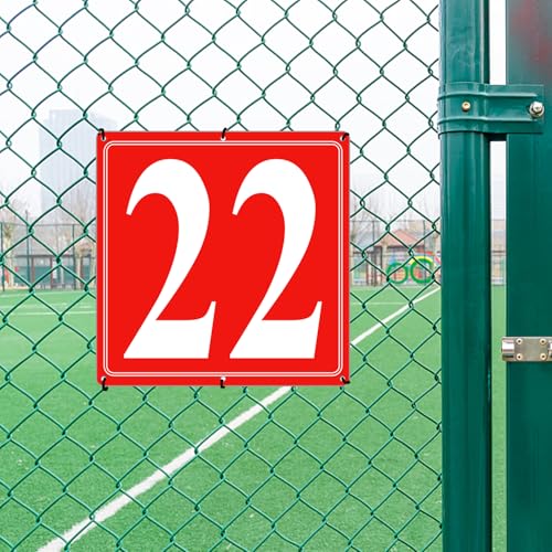 Image of Premium Aluminum Number Signs 22, Metal 12 inch X 12 inch Red Numbered Signs Outdoor for Parking Lots, Floor, Dock, Court, Aisle, Field, High Visibility, No Fade, Weather-resistant