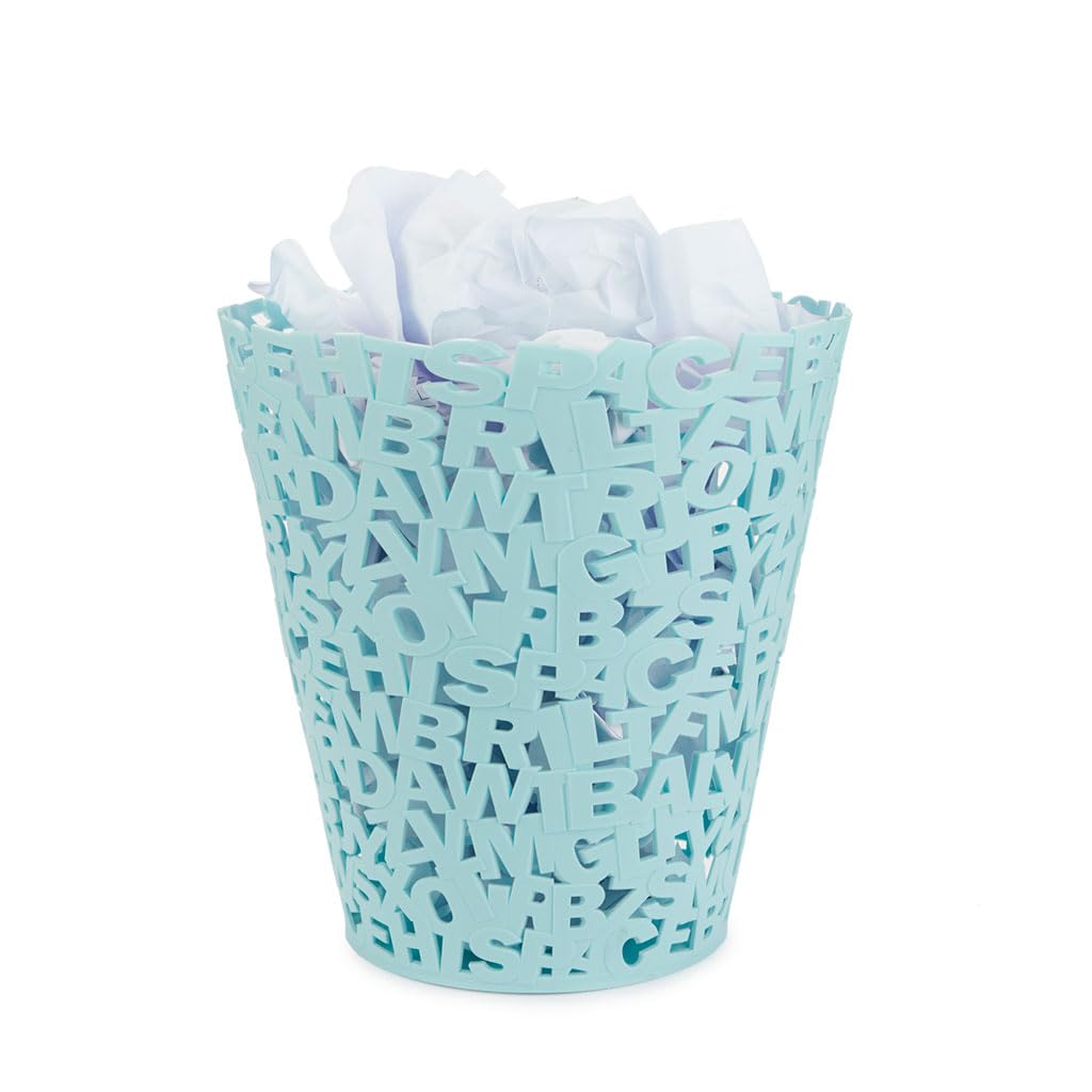 Balvi Turquoise Letters Waste Paper Basket Colour Paper Basket Original Design Plastic