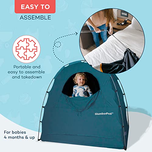 Slumberpod Portable Privacy Pod Blackout Canopy Crib Cover, Sleeping Space For Age 4 Months And Up With Monitor Pouch, Pack N Play Blackout Cover, Baby Travel Essential (Teal) #TOP5