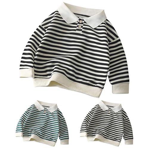 Girls Boys Striped Collar Long Sleeve Knit Sweater Casual Polo Preppy Shirt Button up Trendy School Pullover Tunic Kids Tops3
