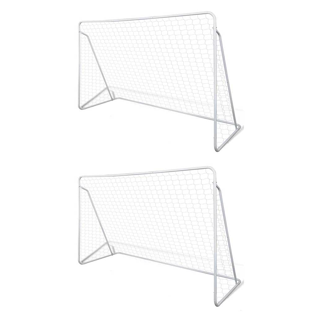 Rete per porta da calcio, 2 pezzi, 240 x 90 x 150 cm, con telaio in acciaio, rete di ricambio resistente alle intemperie, con ancoraggio a pavimento e set di viti, adatta per allenamento
