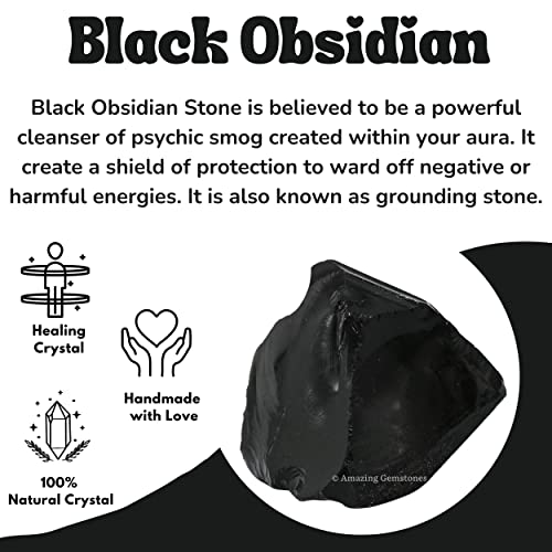 Image of Amazing Gemstone Black Obsidian Raw Crystals and Healing Stones, Natural Rocks for Tumbling and DIY Raw Stones and Crystals (5 Pieces)