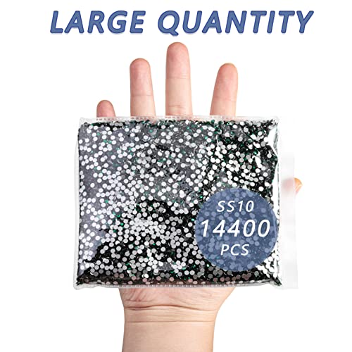 Image of Beadsland Flatback Rhinestones Bulk,14400pcs Green Rhinestones for Nails Crafts Clothes DIY Decoration, Emerald, SS10, 2.7-2.9mm