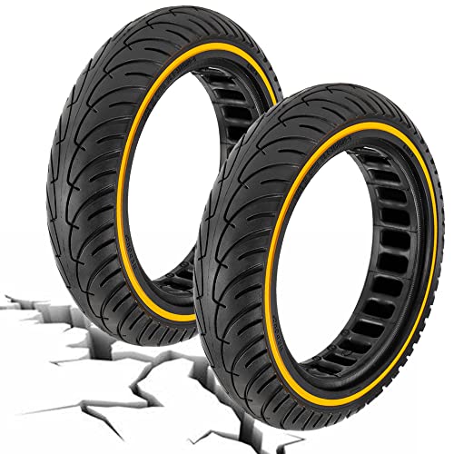 Flycoo Neumático 8 1/2 x2 para Xiaomi M365/1S/Essential/Pro/Pro 2, 8,5 pulgadas neumáticos de repuesto sólidos diseño antipinchazos ruedas de repuesto con tiras reflectantes (amarillo 2 PCS)