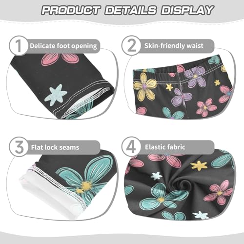 Colorful Floral Pattern Girls Leggings Ultra Soft Compression Yoga Gym Pants for Kids 4-10T3