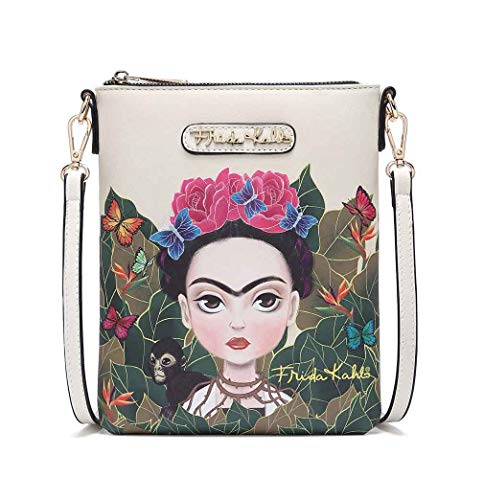 Frida Kahlo Cartoon Faux Leather Messenger Bag/Cellphone Cross Body Bag (BG/BK)