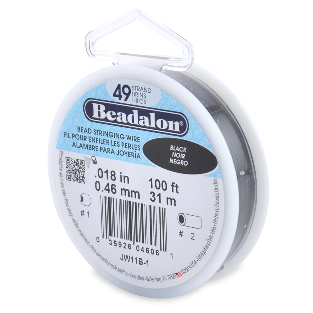 Beadalon 0.46 mm Diameter 31 m Reel 49 Strand Wire, Black