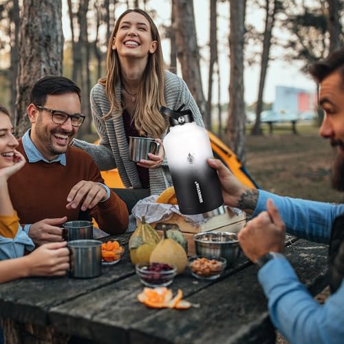 Image of Insulated Water Bottle 64 oz, Triple Wall Vacuum Stainless Steel Water Bottles (Cold for 48 Hrs), Leak Proof & Non-BPA, Half Gallon Water Flask Jug Wide Mouth Straw Lid & Spout Lid