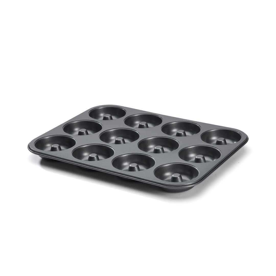 De Buyer - Plaque de 12 mini-Savarins en acier antiadhésif - Diamètre 7 cm - 34,3 x 26,2 x 2,2 cm -, Noir