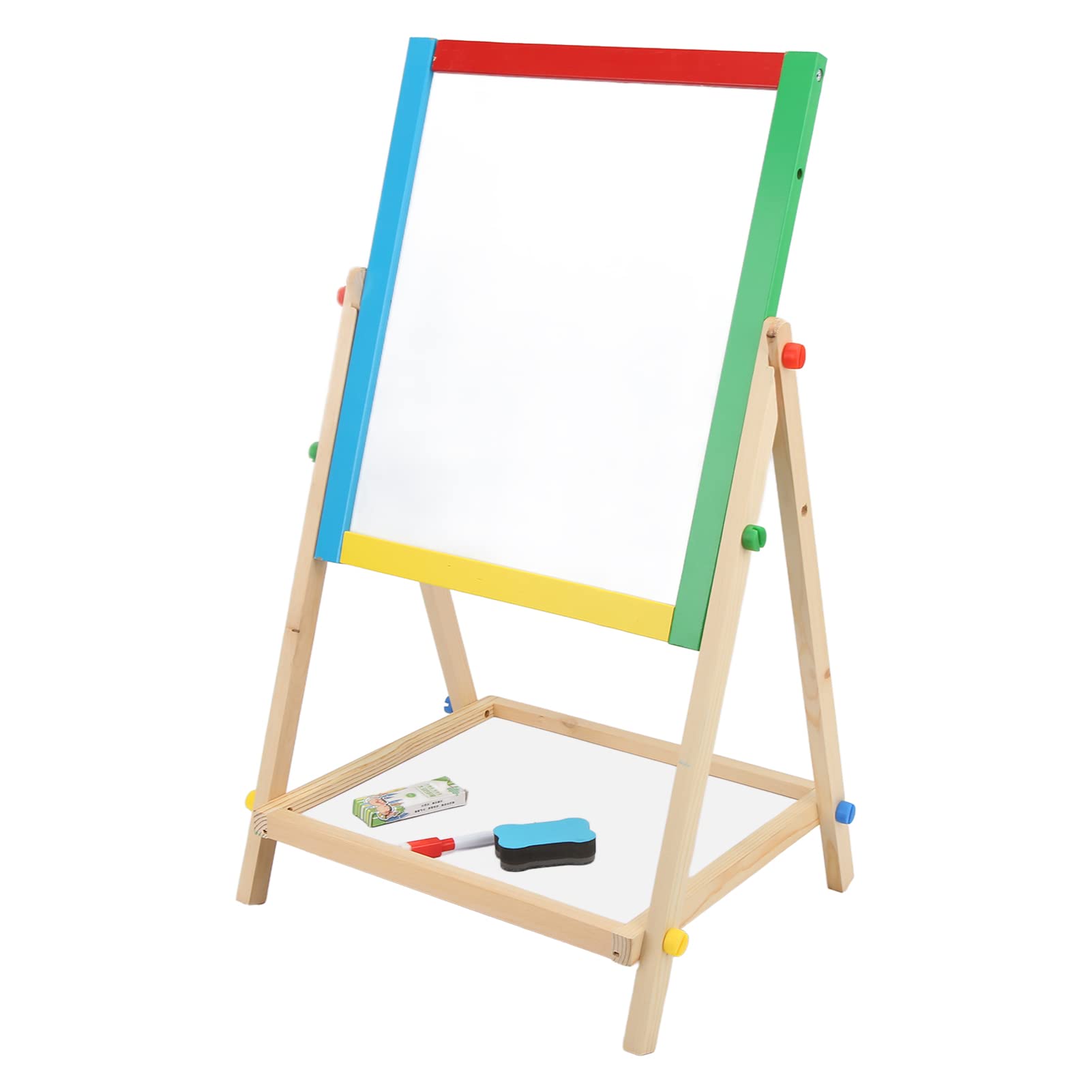 AMONIDA Tavolo da Disegno Multifunzionale in Legno a Doppia Faccia con Cavalletto Artistico per Giochi Creativi per Bambini Dai 3 Ai 12 Anni