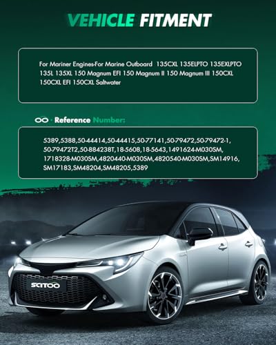 Image of SCITOO Starter Motor 5389N SAB0015 for Mariner Engines-Marine Outboard 135CXL 135ELPTO 135EXLPTO 135L 135XL 150 for Magnum EFI 150 150CXL 150CXL EFI 150CXL Saltwater ‎12 Volt CCW 8-Tooth Pinion