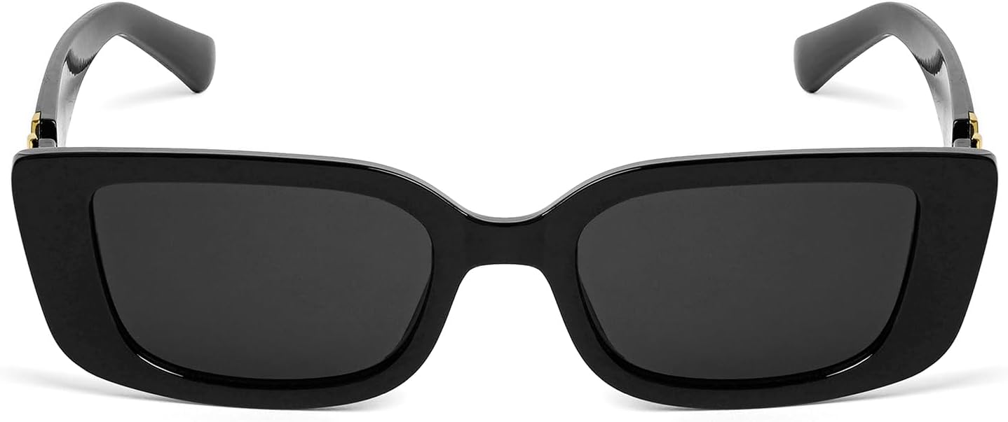 Joker & WitchWomen Carro Rectangular Black Non-Polarized Sunglasses, Free Size