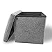Cosaving Plegable Almacenamiento Taburete Otomanos con Almacenaje Lino Puff Asiento Baúl Cuadrado Caja de almacenaje con Tapa Reposapiés Sofá Cama para Ahorro de Espacio 30x30x30 cm, Gris