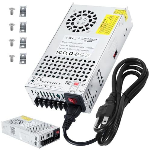 VAYALT 48V 12.5A 600W DC Switching Power Supply Universal Regulated Switching AC 110V/220V to DC 48V Transformer Power Supply for Industrial CCTV Computer Project 3D Printer LED Strip Light