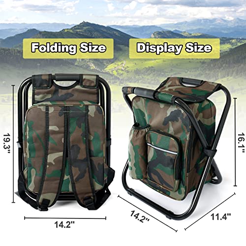Punemi Backpack Cooler Chair, Portable Fishing Chair, Folding Seat 400 Lbs Large Capacity Camouflage Bag, Outdoor Gear Camping Stool For Travel, Beach, Hiking, Picnic #TOP4