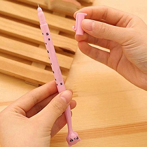4 bolígrafos gel negro 0.5 mm forma gato kawaii miniatura 4