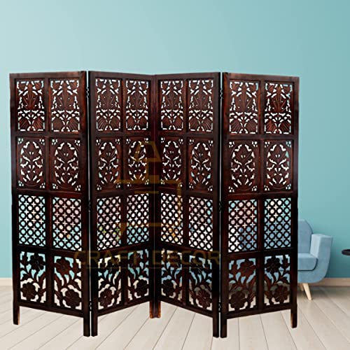 Image of Wooden partition for Living Room | Wood Screen for Pooja Room | Hall Partition | Separator for Living Room | Modern Decorative Wall Divider | Folding Door Screen Kitchen | Foldable Panel