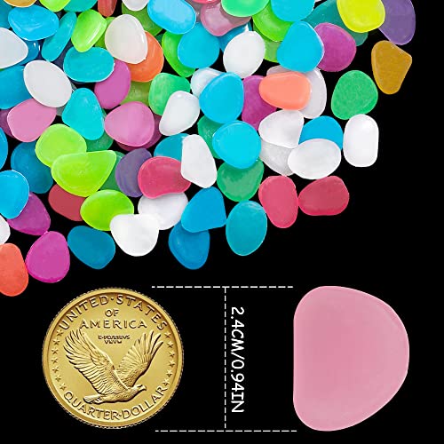 Image of 350 PCS Mixed Color Glow Rocks Luminous Stones DIY Pebbles Aquarium Garden | OSOPOLA Mixed Color Luminous Stones Glow Rocks DIY Pebbles For Aquarium Garden Path Patio FD05MX350