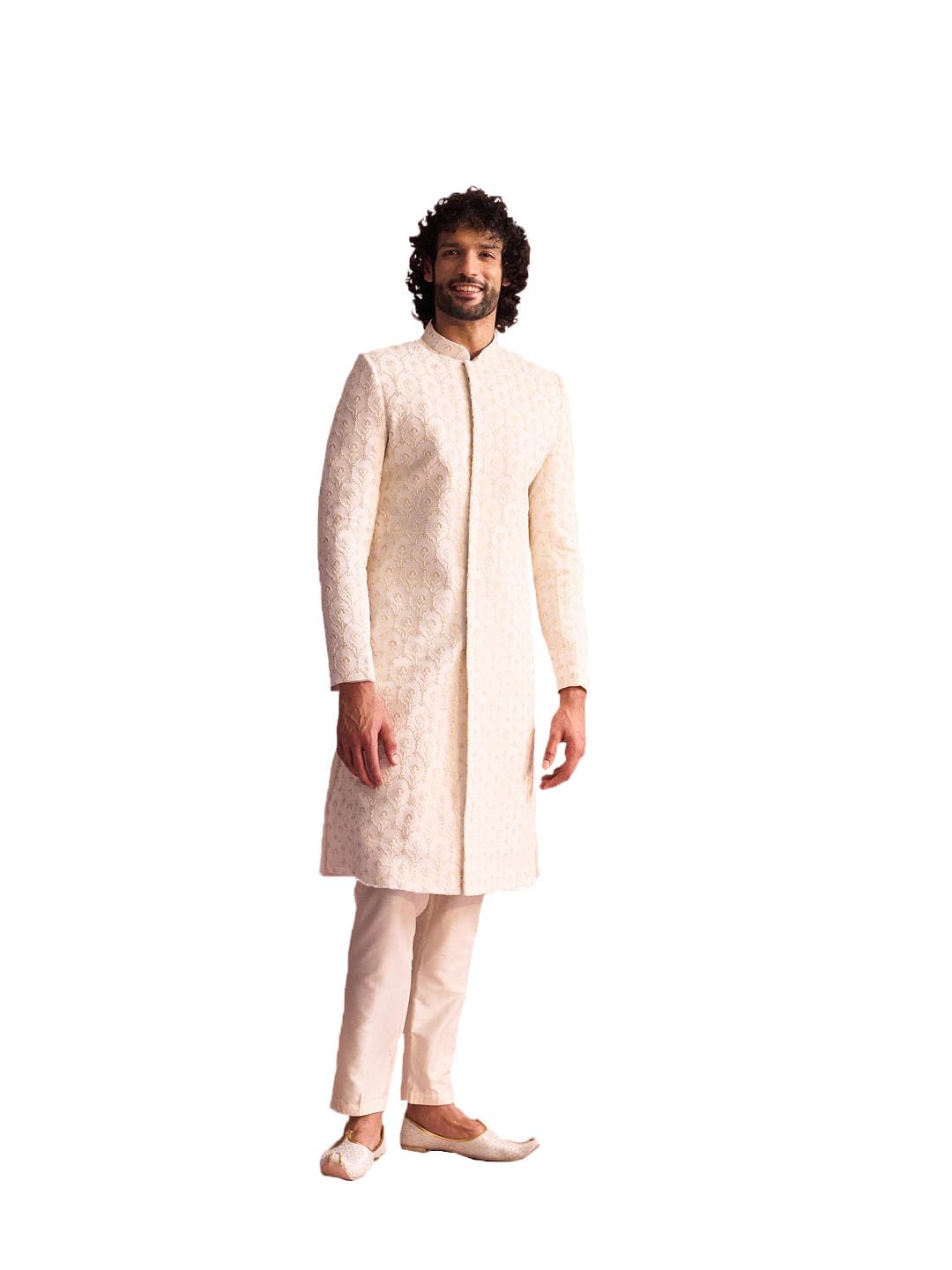 Men's Cream Georgette Sherwani Set For Formal Events