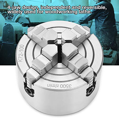 Sanou K72-100 4 Jaw Chuck Lathe Chuck, Independent Lathe 4 Inch Four