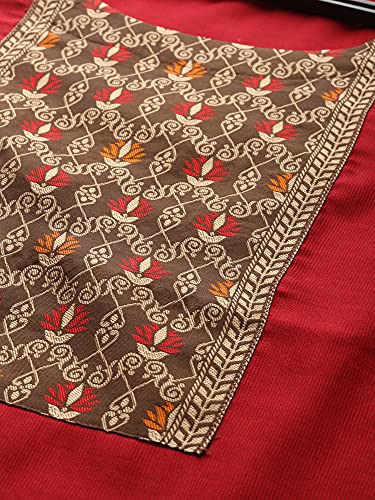 Image of INDO ERA Women's Solid Viscose Straight Kurta Palazzo With Dupatta Set(KD9RD2126)