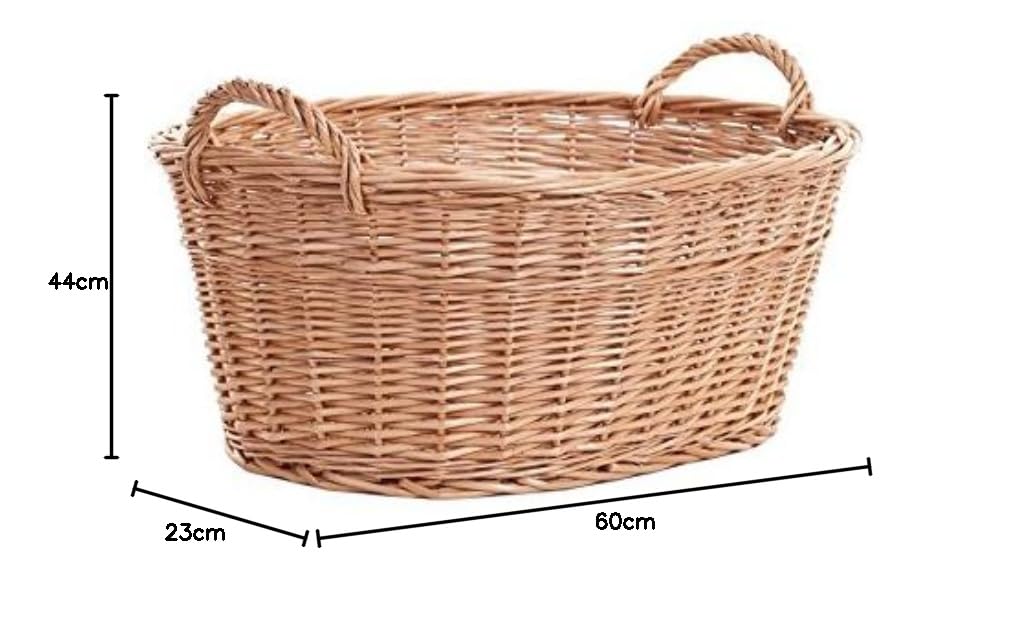 e-wicker24 Ovale naturfarbige Weidenschüssel, Wäschekorb aus Weide, Weidenwanne in Naturfarbe, Weidenkorb in Wanneform (Natur)