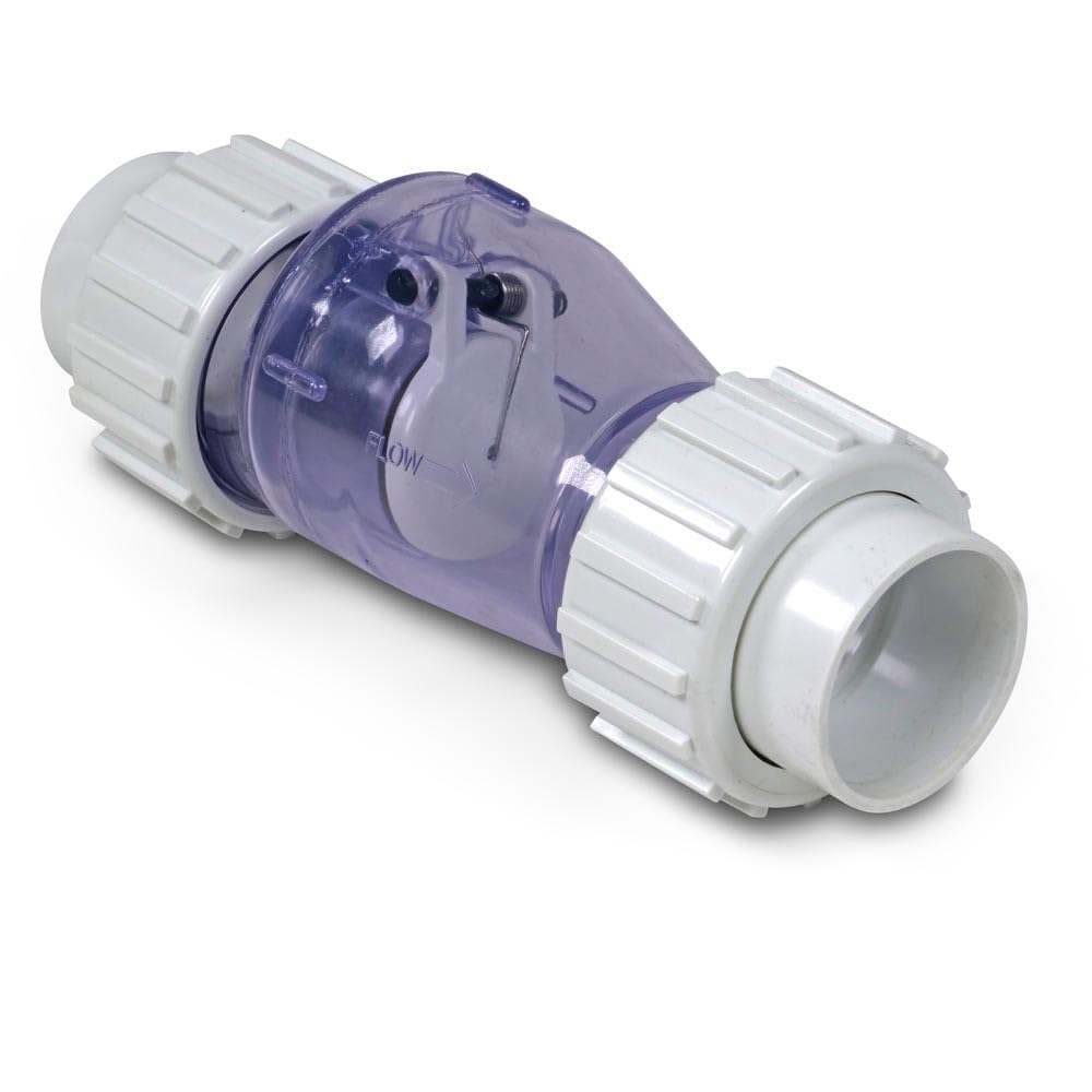 Rückschlagventil Ø 50 mm mit Feder - Transparentes PVC-Rücklaufventil mit beidseitiger Klebemuffe - Für Pool Sandfilteranlagen & Skimmer - Robuste Ausführung, langlebig & temperaturbeständig