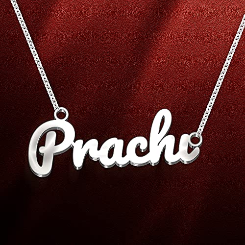 Image of Prachi Cursive Gold & Silver Name Pendant Necklace, Best Jewelry Gift for Girls.