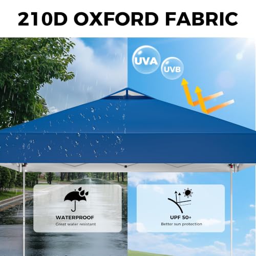 Image of 10x10FT Pop-Up Canopy Tent with Wheeled Carry Bag, Sandbags, Easy-Setup Outdoor Portable Gazebo Shelter and Sun Shade, Adjustable-Height Canopy for Events, Parties, BBQs, and Backyards (Blue)