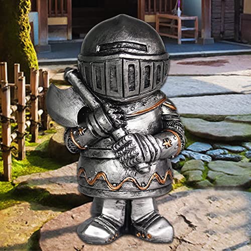 Nezababy 4 Pcs Knight Gnomes Guard Garden Statue Decoration Medieval Wee Crusader Battle Swordsman Fighting Outdoor Figurines Lawn Decor Resin #TOP4
