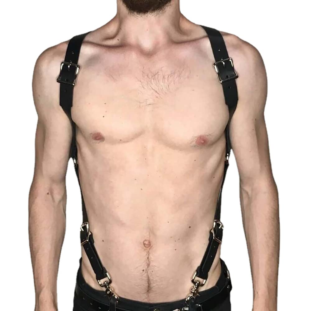 GLADIATOR Harnais de poitrine en cuir souple pour homme Noir