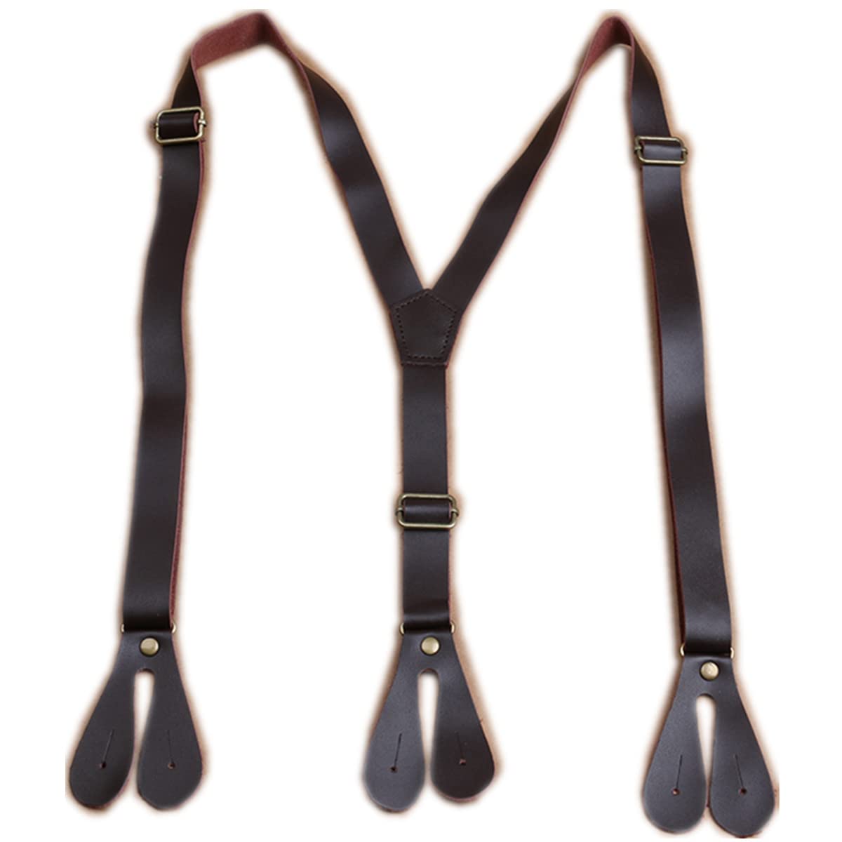 bretelle da uomo, Bretelle in pelle for uomo con bottoni e bretelle regolabili a Y