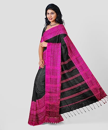 Image of eC ESHA'S COLLECTION Women's Cotton Blend Begumpuri Handloom Saree With Unstitched Running Blouse Piece