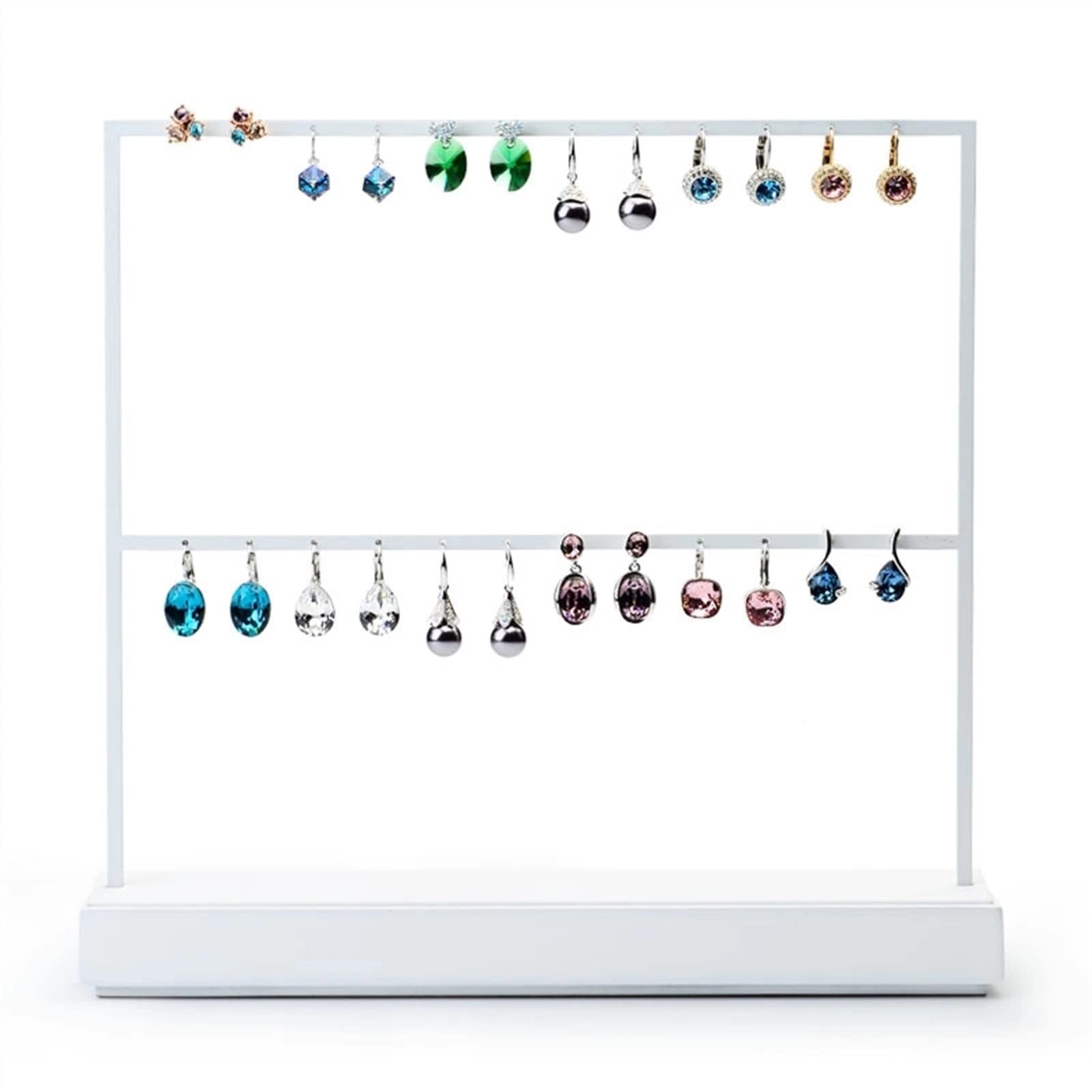 J9V4G6S3B5 Jewellery Storage Earring Organizer Metal Holder Stand for Earrings, Ear Stud, Display for Hanging Earrings(24 Holes and 2 Layers)
