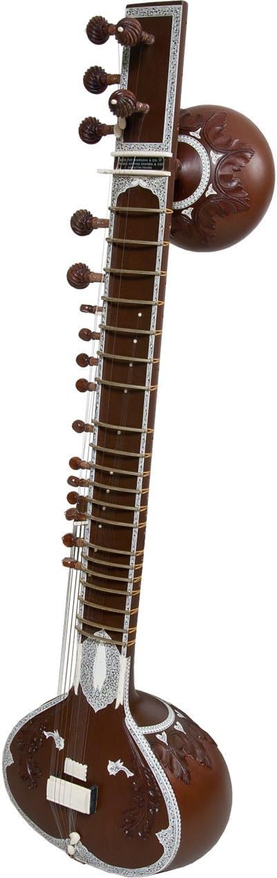 Professionelle Pt. Ravi Shankar Style Double Tumba Sitar, traditionelles indisches Saiteninstrument, braun mit Torlley Fiber Case