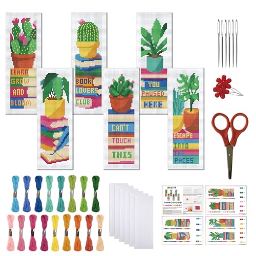 Kit point de croix marque-page plante idée cadeau créatif