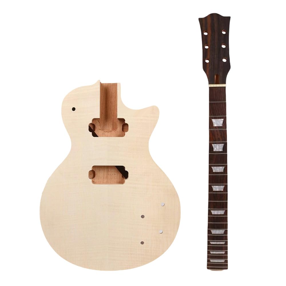 Kit guitare électrique manche 22 frettes Flamme érable Cap Guitare Corps Acajou Érable Palissandre Guitare Jeu de guitare DIY Guitare en bois d’acajou - Les Beatles, Paul McCartney, John Lennon, RIngo Starr, George Harrison Kit guitare électrique manche 22 frettes Flamme érable Cap Guitare Corps Acajou Érable Palissandre Guitare Jeu de guitare DIY Guitare en bois d'acajou