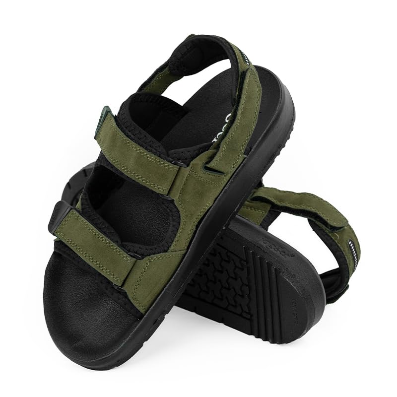 pu 61435 men's comfort sandals with adjustable hook & loop straps | lightweight moulded pu sole | slip resistant | cushioned footbed | casual outdoor sandals
