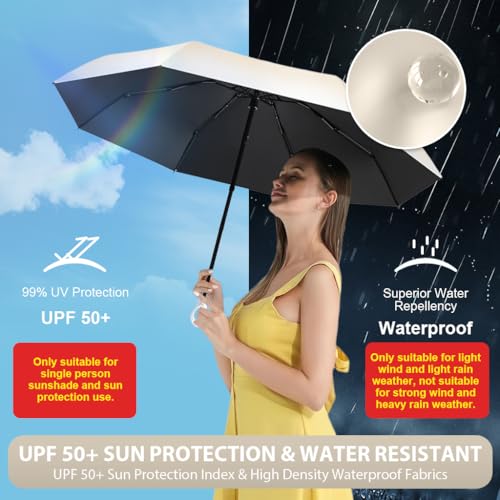 Image of PALAY Mini Sun Umbrella UPF 50+ Sun Protective Sun Umbrella with Black Liner 6 Strong Ribs Design Fashion Outdoor Folding Umbrella Travel