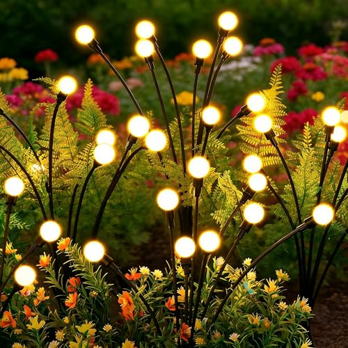 Solar Lights Outdoor(4 Pack,32 LEDs), ASMAD Solar Garden Lights, Outdoor Decorations, Firefly Light...