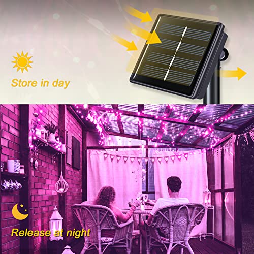 Jmexsuss 2 Pack Pink Solar Fairy Lights, 33Ft 100 Led Solar String Lights Outdoor Waterproof, 8 Modes Copper Wire Pink Solar Twinkle Lights For Garden Christmas Party Girl Decorations #TOP5