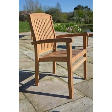 Field & Hawken - Marlborough Teak Garden Armchair | Stacking Teak Outdoor Dining Armchair | Quality Certified Indonesian Plantation Teak | Delivered Fully Assembled Cover